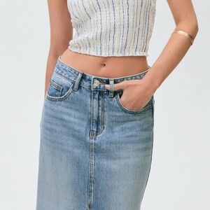 Mango denim maxi skirt